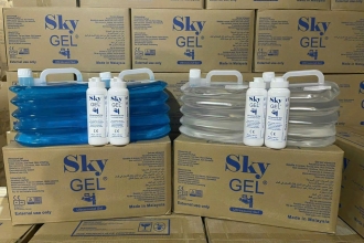 Cont gel siêu âm SKY-MALAYSIA cập bến kho PA sáng hôm nay :  về đủ 2 màu : xanh - trắng.